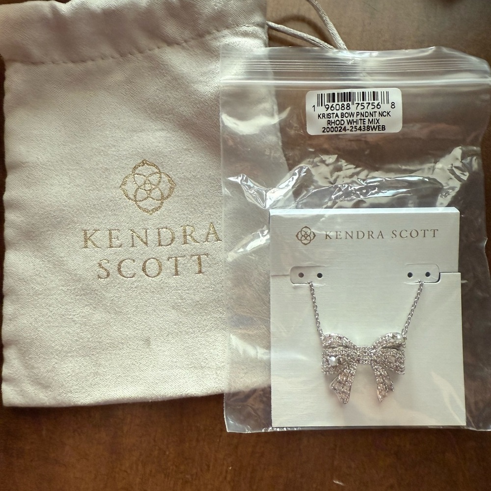 Kendra Scott Silver Bow Charm Necklace